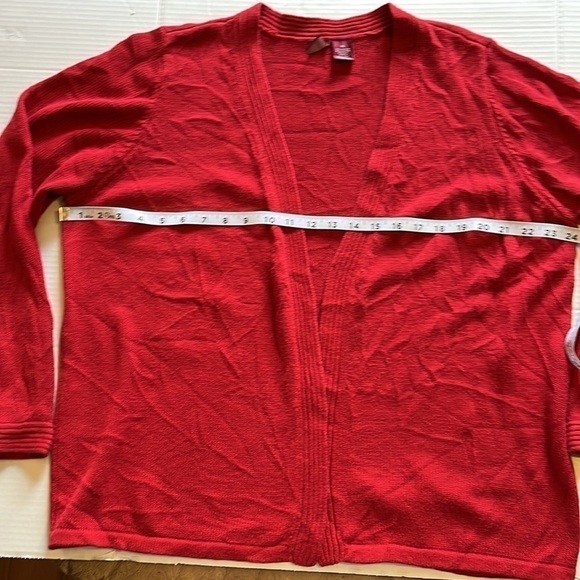 Merona-size XL-Red Long sleeve cardigan sweater. 55% acrylic, 45% cotton. - Picture 6 of 7